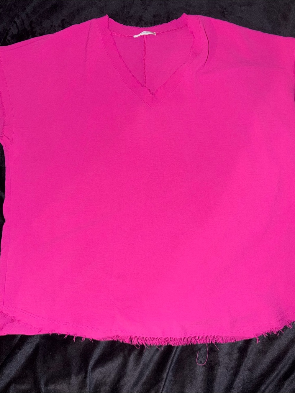 JODIFL Hot Pink V-Neck Short Sleeve Tunic